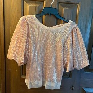 Anthropology Elegant Sequin Blouse - Pink